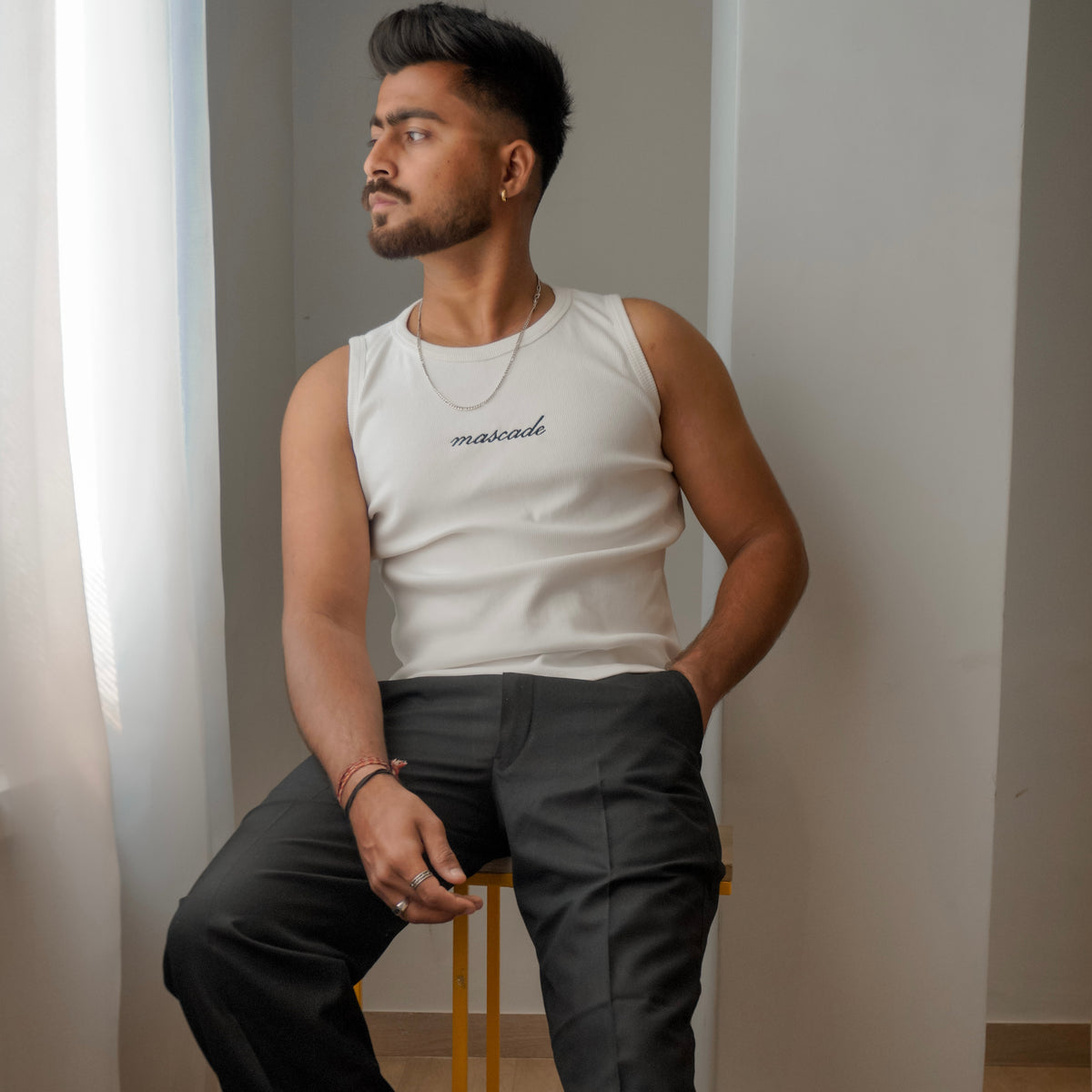 Regent Ribbed Vest - White