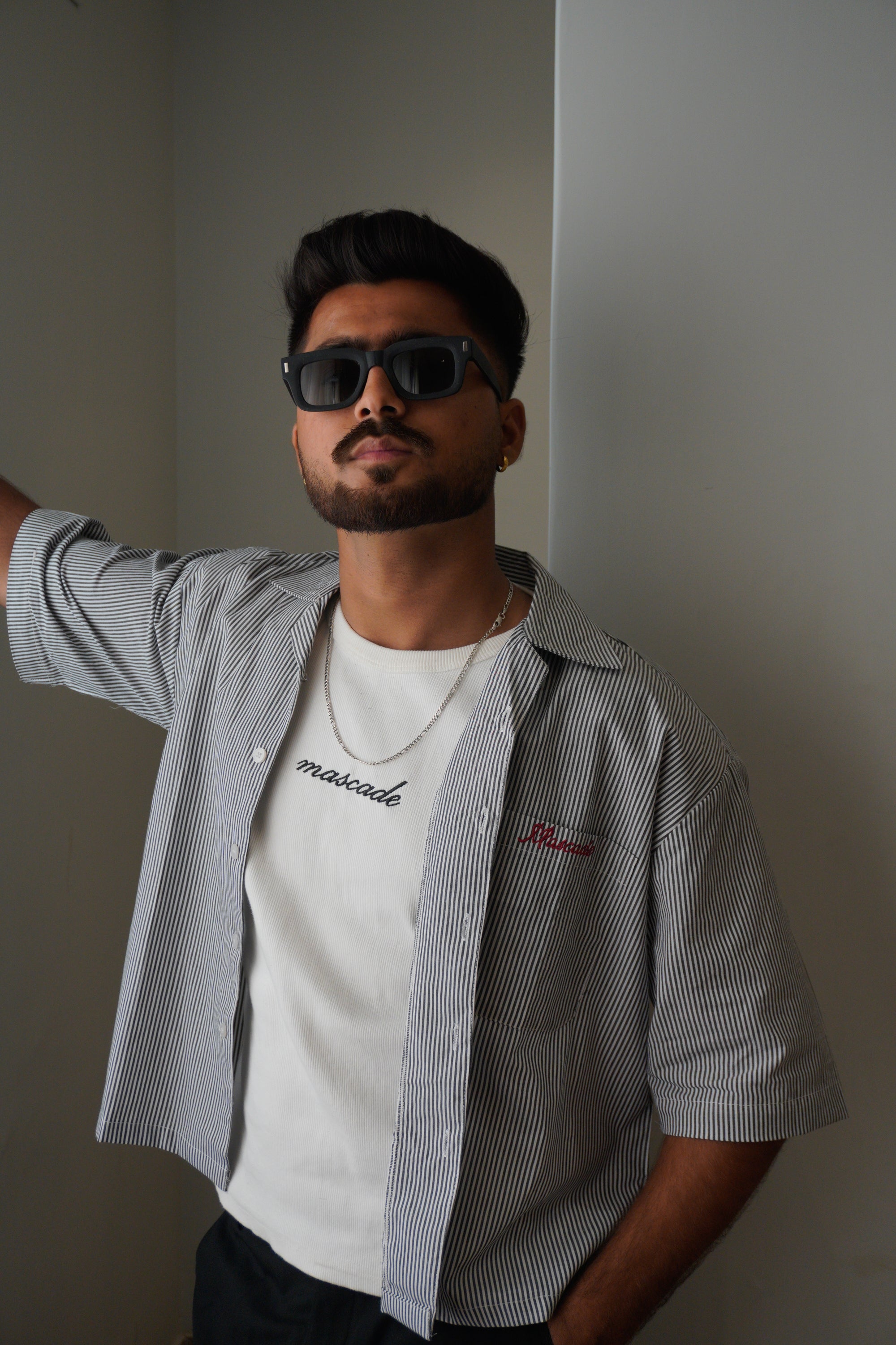 The Oxford Boxy Shirt - Grey-White