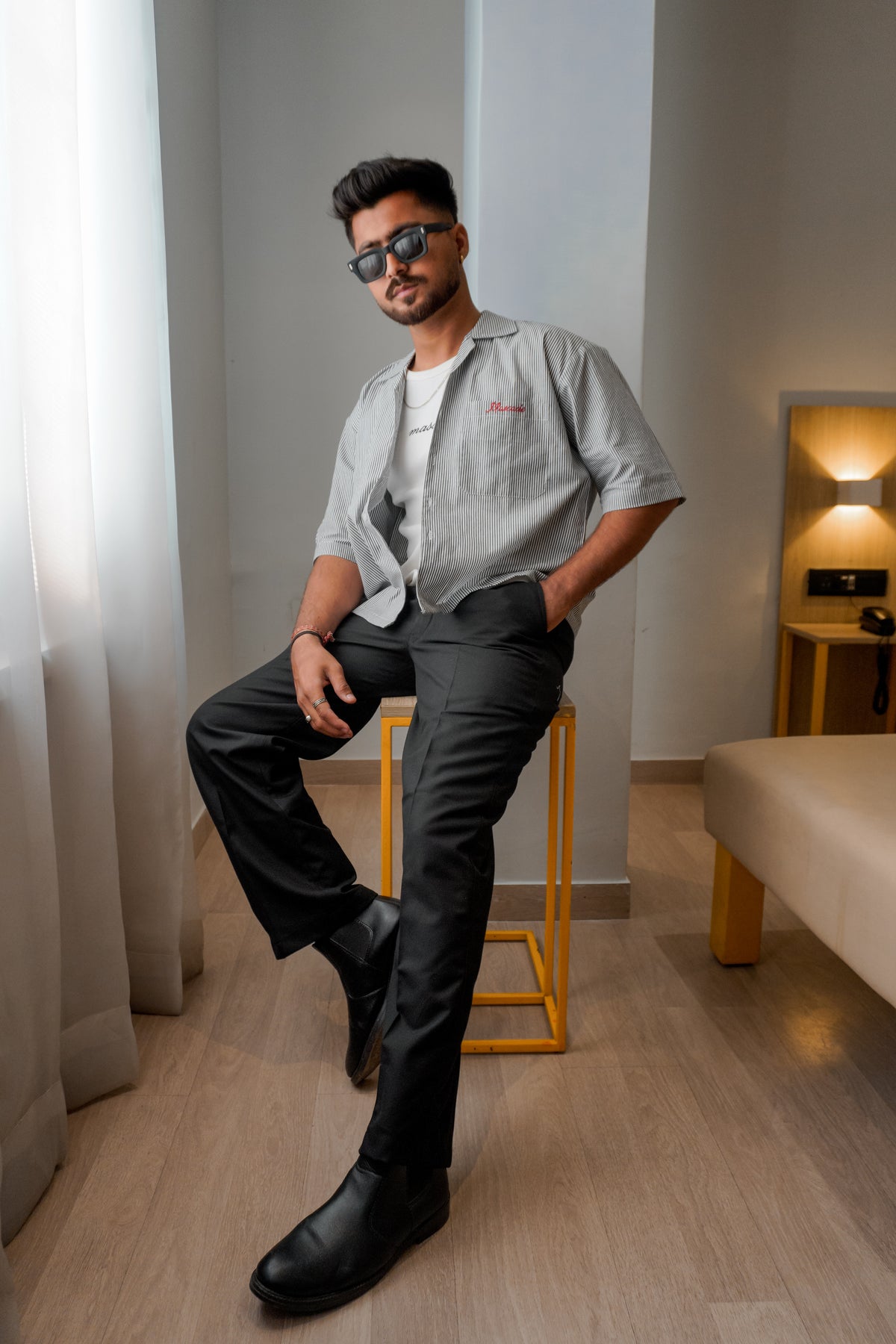 The Oxford Boxy Shirt - Grey-White