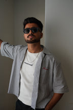 The Oxford Boxy Shirt - Grey-White