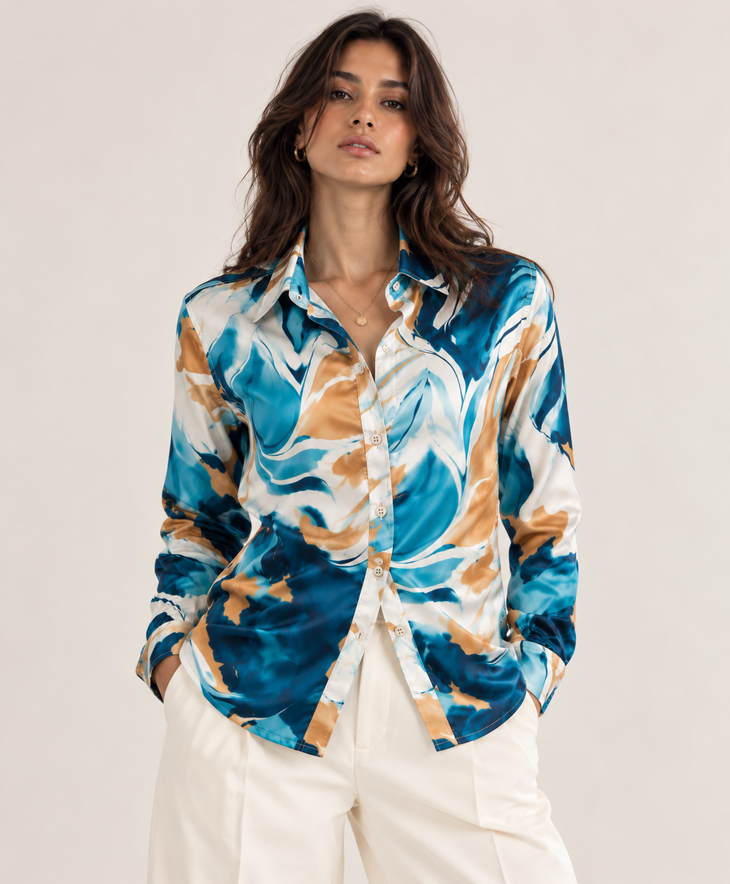 The Aura Marble Satin Shirt